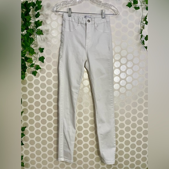 ZARA DENIM SKINNY HIGH WAIST WHITE Pant Woman, stretchy, SIZE 2 - Picture 3 of 16